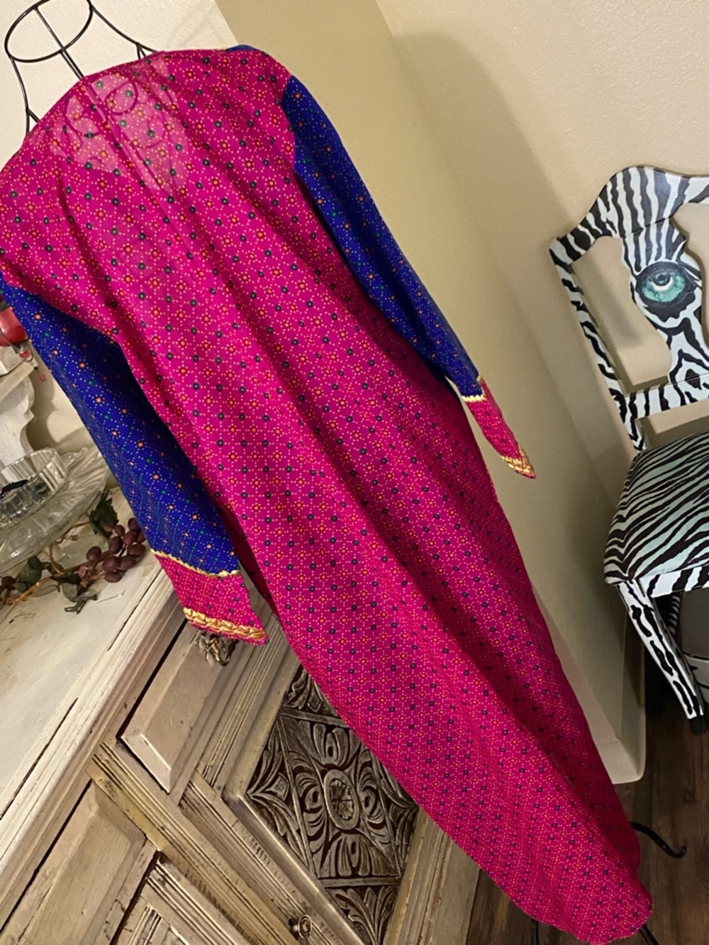Embroidered Two-Tone Maxi Kaftan - Pink & purple - Picture 7 of 8